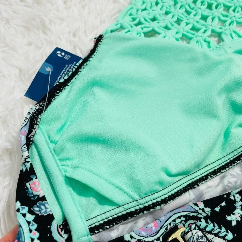 NWT Arizona Mint Braided Tankini Bikini‎ Top S